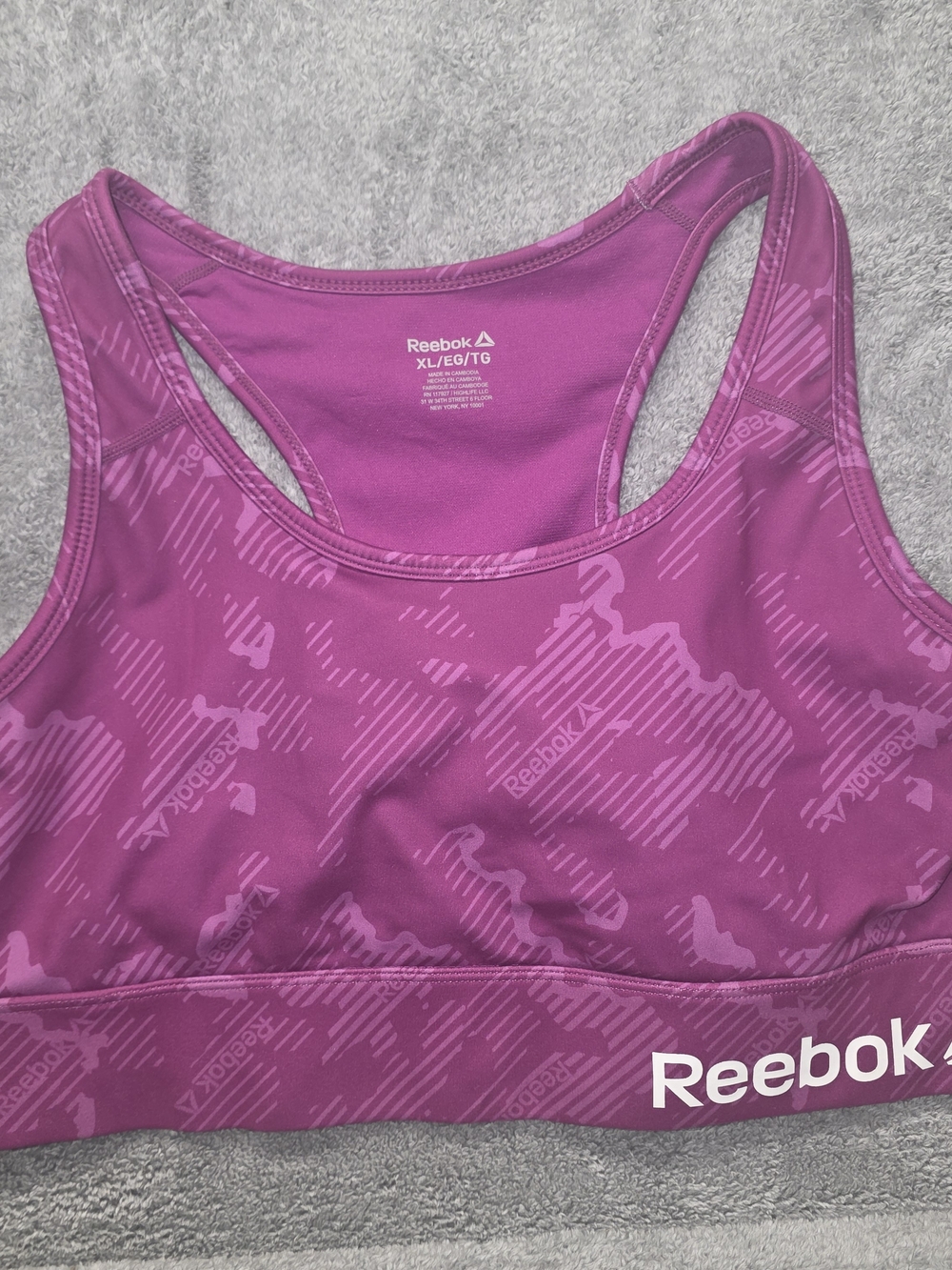 Reebok Purple Printed Racerback Sports Bra